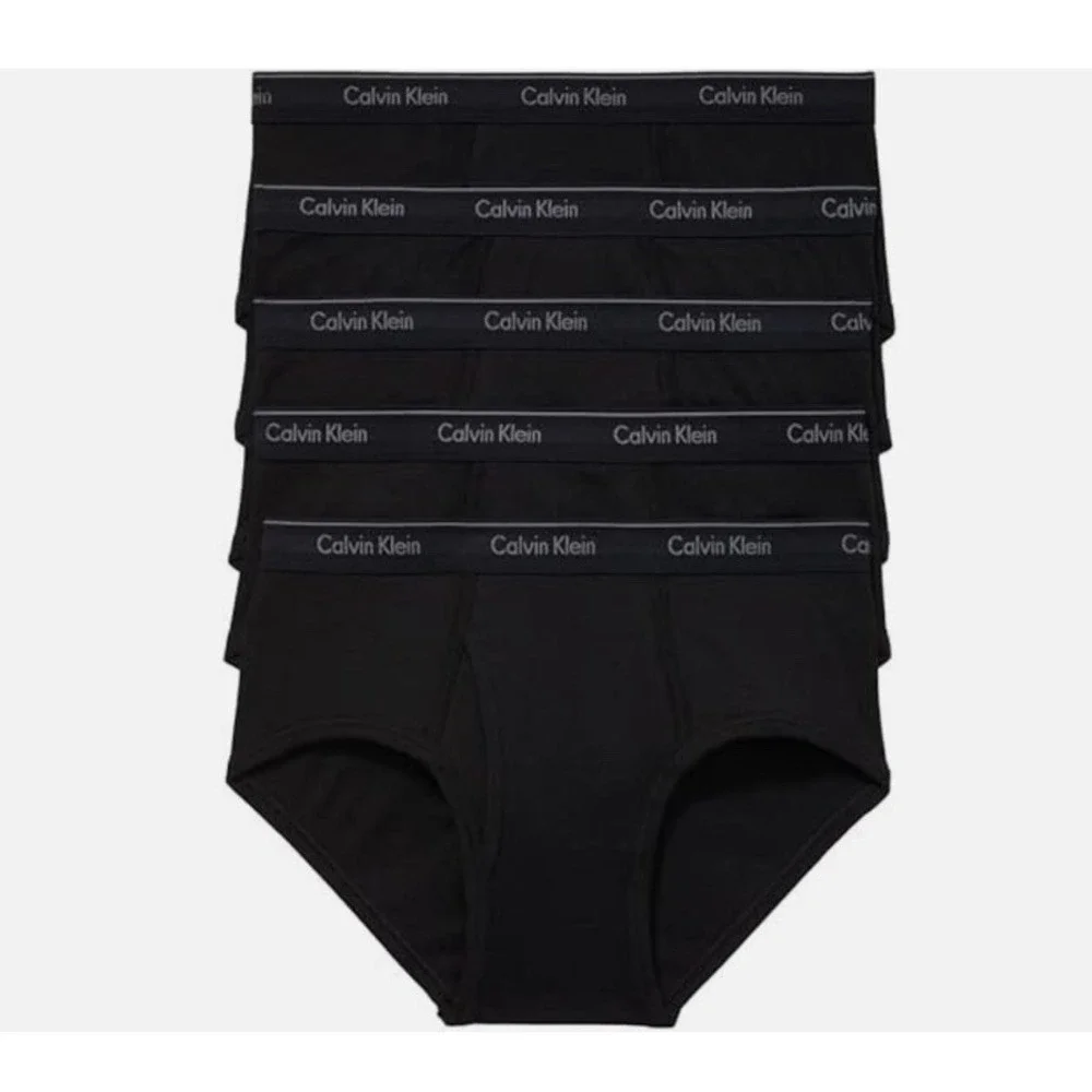 Calvin Klein Men's 5-Pack 100% Cotton Breathable Briefs Size XL - Black NIB